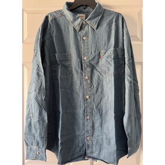 Levi Strauss Denim Button Down Shirt XXL Stonewash Blue NWT - Picture 7 of 7